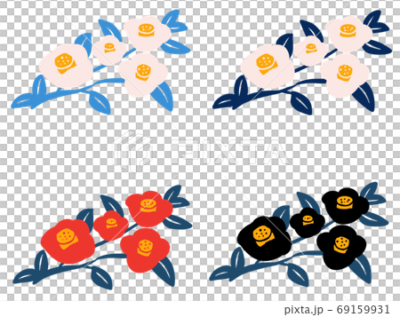 Showa Retro Camellia with branch・4 types set 69159931