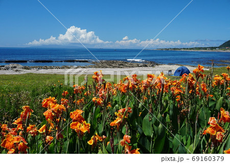 南房総夏の海景色の写真素材