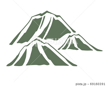 シルエットデザイン風 連なる山 白背景 のイラスト素材