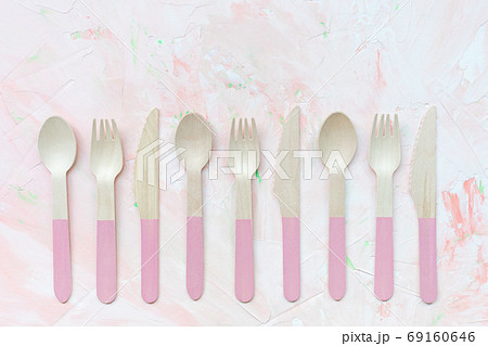 Eco friendly disposable wooden spoon, knives and forks 69160646