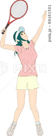 Illustration Of A Cute Girl Holding A Tennis Stock Illustration