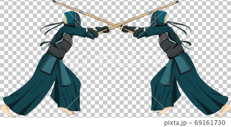 Image illustration of a kendo game that hits each other's side Image illustration of a kendo game that hits each other's side 69161730