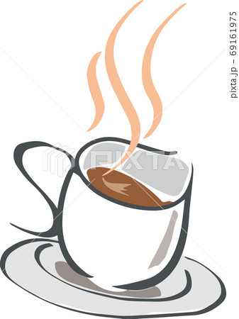 ラフに描いたコーヒーカップの絵のイラスト素材