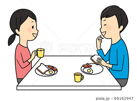 illustration of family members having breakfast 69162947