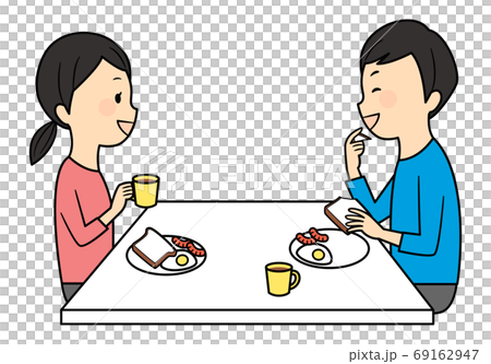 illustration of family members having breakfast 69162947