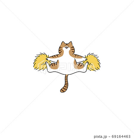 チアリーディングでジャンプする猫のイラスト素材
