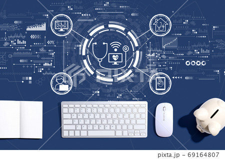 Telemedicine theme with a computer keyboard 69164807