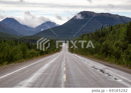Beautiful View of a scenic road in the Northern Rockies Beautiful View of a scenic road in the Northern Rockies 69165282
