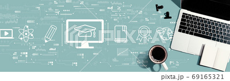 E-learning concept with a laptop computer 69165321