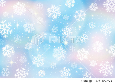 雪の結晶 冬のイメージの水色背景素材のイラスト素材