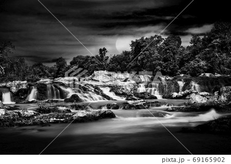 Black and White Konpapeng waterfalls, Laos Black and White Konpapeng waterfalls, Laos 69165902