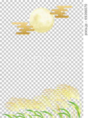 お月見 満月とススキの風景イラスト お月見 満月とススキの風景イラスト 69166070