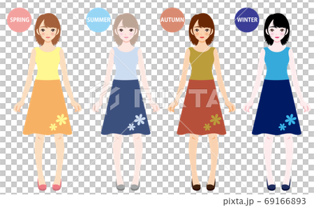 パーソナルカラー、ファッション、コーデ、全身、ブルーベース、イエロベース 69166893