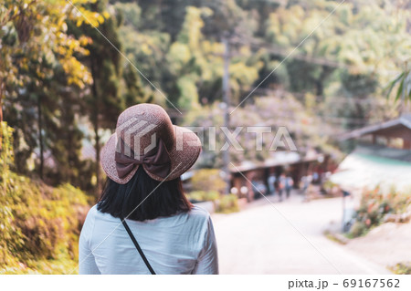 Woman travel around the world with backpack freedom and relax life. Woman travel around the world with backpack freedom and relax life. 69167562