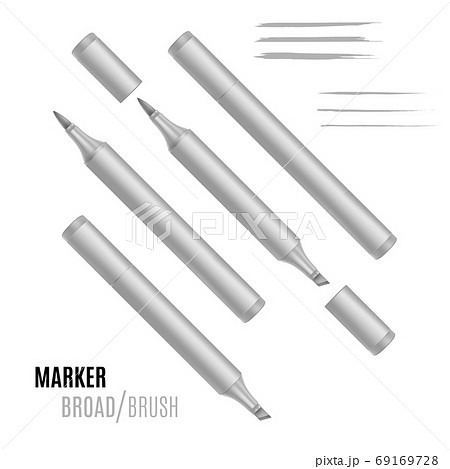Realistic marker vector illustration. Double-sided marker. Realistic marker vector illustration. Double-sided marker. 69169728