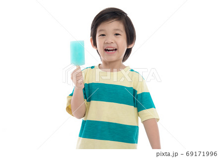 Cute Asian child eat ice-cream Cute Asian child eat ice-cream 69171996