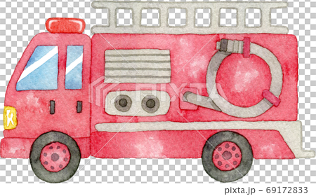 Cute fire engine watercolor illustration Cute fire engine watercolor illustration 69172833
