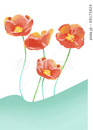 優しいタッチのポピーのイラストのイラスト素材