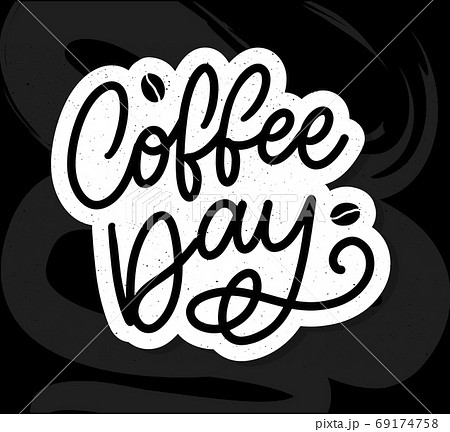 International Coffee Day lettering with coffee beans. Vector illustration 69174758