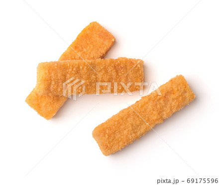 Top view of crumbed fish fingers Top view of crumbed fish fingers 69175596