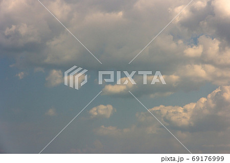 Blue sky with white clouds,  blue sky background, copy space 69176999
