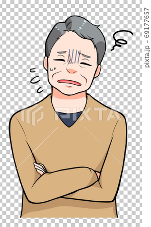 中高年男性の困るポーズのイラスト素材