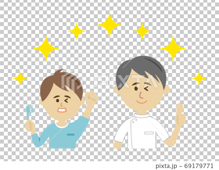 牙醫稱讚孩子的良好刷牙插圖圖像 69179771