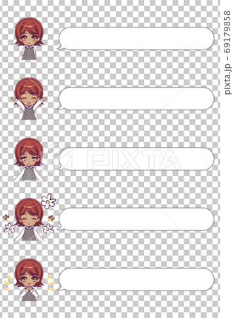 Girl and speech bubble illustration material set Girl and speech bubble illustration material set 69179858
