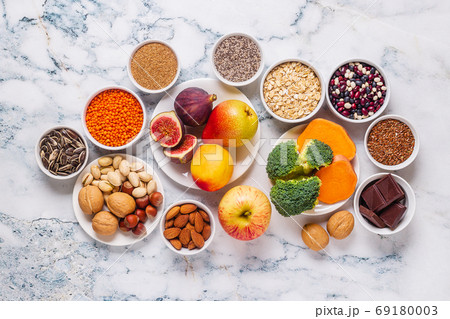 Products rich in fiber. Healthy diet food. Products rich in fiber. Healthy diet food. 69180003