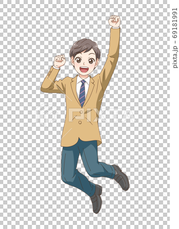 ジャンプする家族＿男子中学生 69181991