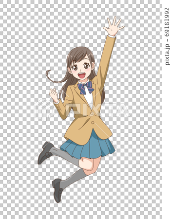 ジャンプする家族_女子中学生 ジャンプする家族_女子中学生 69181992