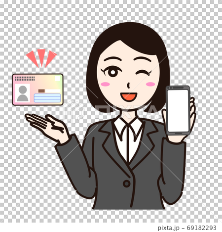 Woman business suit with smartphone personal id Woman business suit with smartphone personal id 69182293