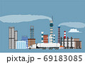 vector illustration of an industrial landscape with factories, plants, buildings, industrial city 69183085