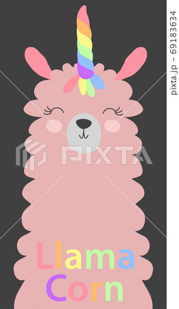 Cute lama with a unicorn horn in the color of the rainbow. Lamacorn. in the Scandinavian style. 69183634