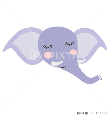 Sweetest baby elephant in the hat. illustration in Scandinavian style. Funny, cute poster. Sweetest baby elephant in the hat. illustration in Scandinavian style. Funny, cute poster. 69183790