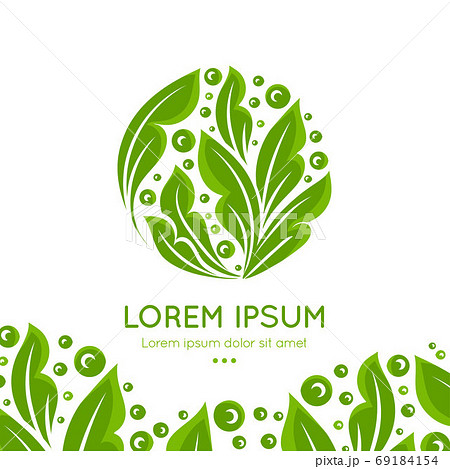 Green leaf emblem. Elegant, classic vector. 69184154