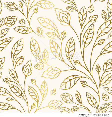 Beige and gold leaves seamless pattern. Beige and gold leaves seamless pattern. 69184187