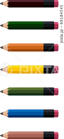 イラスト素材 短いえんぴつ エンピツ 鉛筆 筆記用具 傾斜 カラー ベクターのイラスト素材