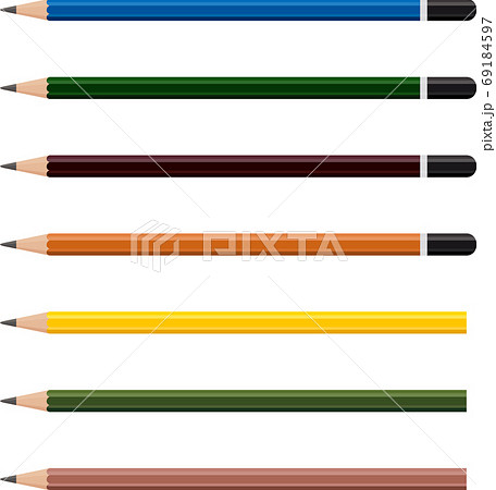 イラスト素材 長いえんぴつ エンピツ 鉛筆 筆記用具 傾斜 カラー ベクターのイラスト素材