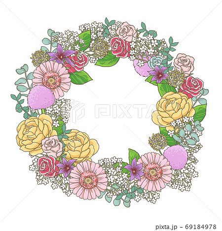 フラワーリースのイラスト素材