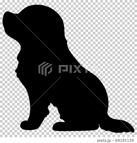 お座りするキャバリア キング チャールズ スパニエルのシルエット 横向きのイラスト素材 お座りするキャバリア キング チャールズ スパニエルのシルエット 横向きのイラスト素材