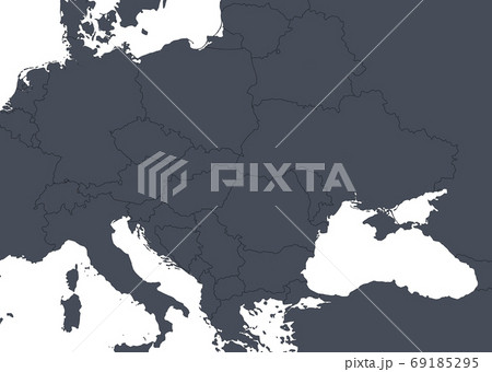Europe outline map with countries borders. Detail of World polit 69185295