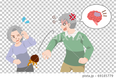 患有癡呆症且容易發怒的男人的插圖 69185779