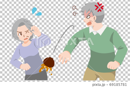 患有癡呆症且容易發怒的男人的插圖 患有癡呆症且容易發怒的男人的插圖 69185781