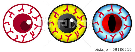 充血した怖い目玉のイラストのイラスト素材