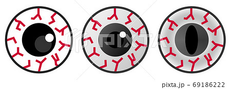 充血した怖い目玉のイラストのイラスト素材