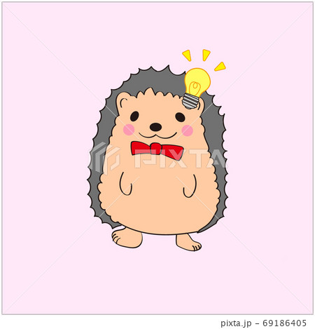 The inspired hedgehog is wearing a ribbon 69186405