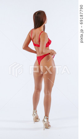 Cheerful Slim Young Woman With Prefect Figure 69187790