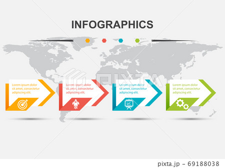 Infographic design template with 4 steps arrow Infographic design template with 4 steps arrow 69188038