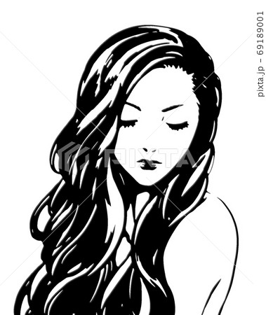 目を閉じた女性の切り絵 69189001